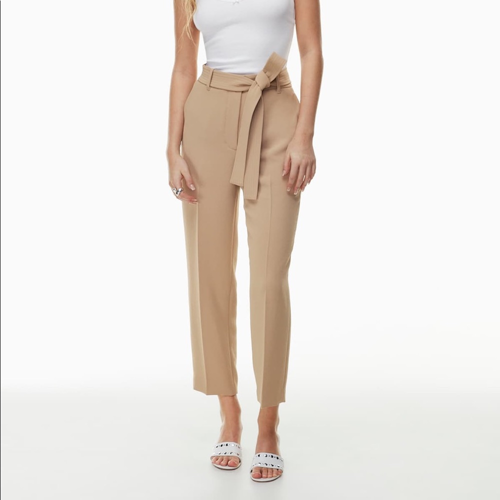 Aritzia Wilfred Tan Tie Front Pants Work Crepette